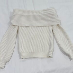 Off-Shoulder Cream Sweater